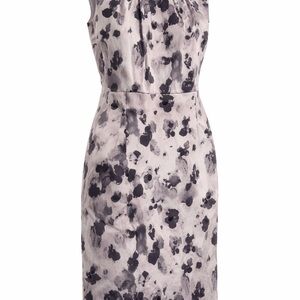 Ann Taylor Black and Gray Floral Midi Dress